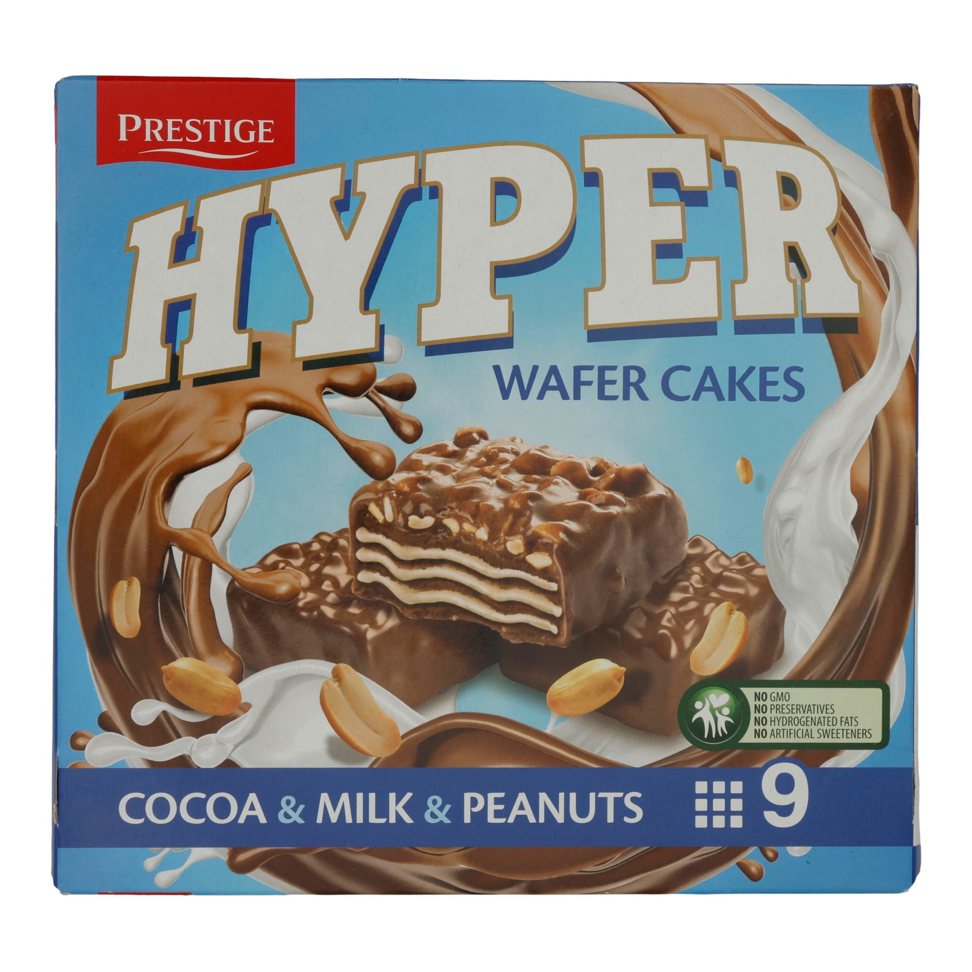 Hyper Waffelkuchen Prestige | Gebäck | Mit Kakao, Milch und Erdnüssen | 9 Stück 167g PRESTIGE